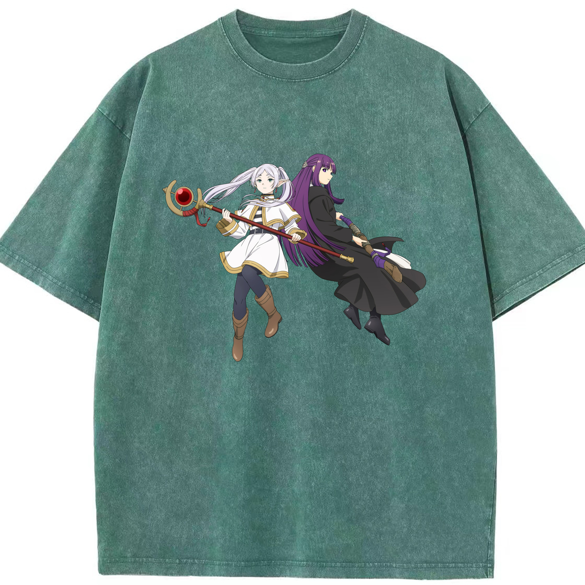 （画像用） 葬送のフリーレン Frieren 綿100% ヴィンテージ風 半袖Tシャツ（フロントプリント）